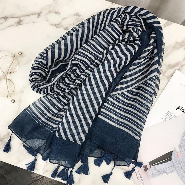 

est women geometry pattern quality cotton tassel scarf 10pcs/lot scarves, Blue;gray