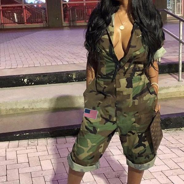

short sleeves camouflage print american womens romper flag casual mid size plus fashion spring, Black;white