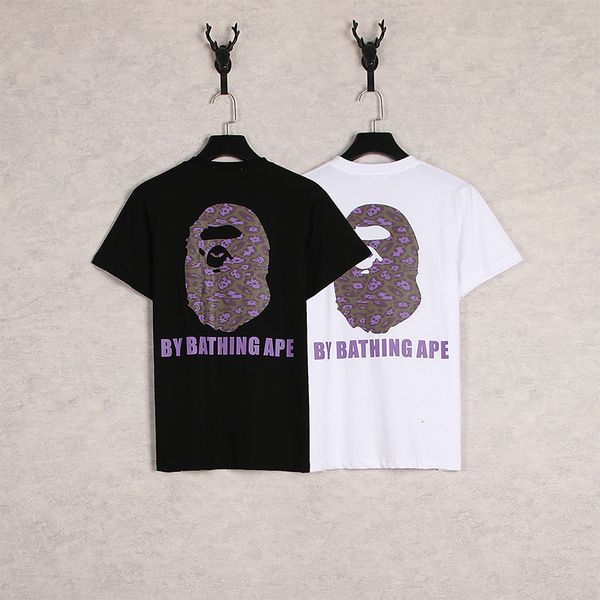 

t shirt trendy ape leopard purple head loose black leisure youth, White