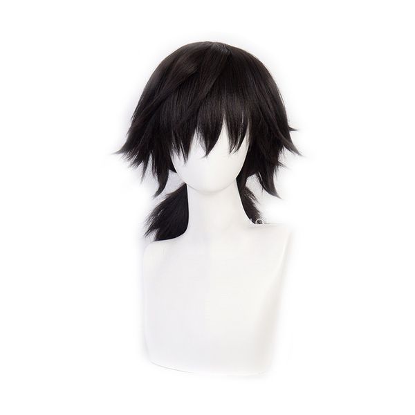 

demon slayer cosplay kimetsu no yaiba tomioka giyuu black ponytail hair heat resistant synthetic men women costume wigs