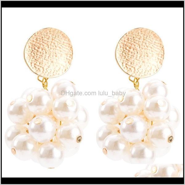 

charm jewelry drop delivery 2021 exaggerated colorful flower imitation pearl earrings womens high-end fashion simple ear accessories ajgnb, Golden