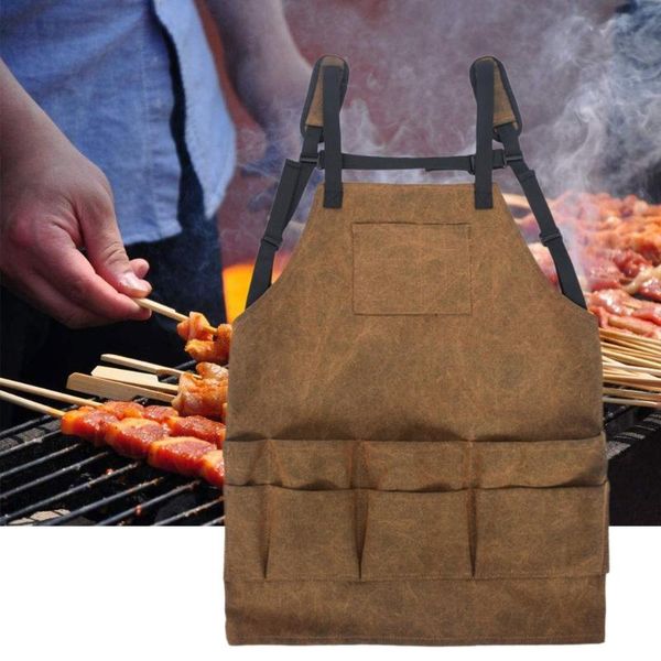 

aprons heavy duty bbq apron canvas garden tool with pockets for kitchen craft workshop pottery garage barbecue accessories cooking