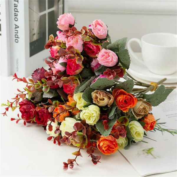 

decorative flowers & wreaths artificial flower silk rose bouquet cloth fake simulation for wedding birthday party home decoration