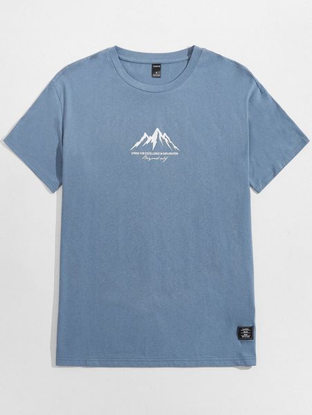 

men mountain and slogan graphic patch detail tee y8jx#, White;black