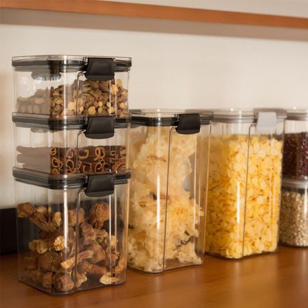 

storage bottles & jars clear food container plastic kitchen refrigerator box tank sizes 4 transparent sealed multigrain noodl b8e1