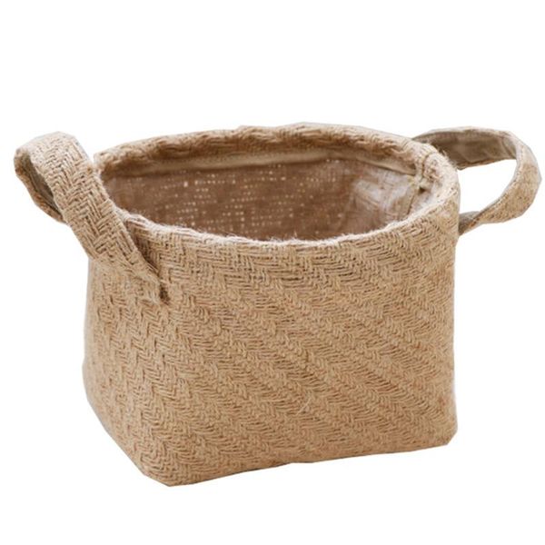 

storage baskets woven basket desklaundry picnic braided jute cloth flowerpot container kids toy sundries