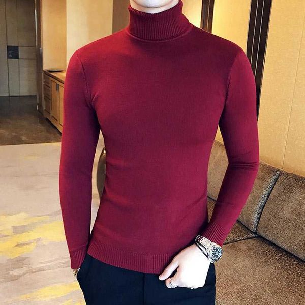 

spring sweater men clothing men's sweaters black red casual autumn wool pullover men turtleneck homme 210528, White;black