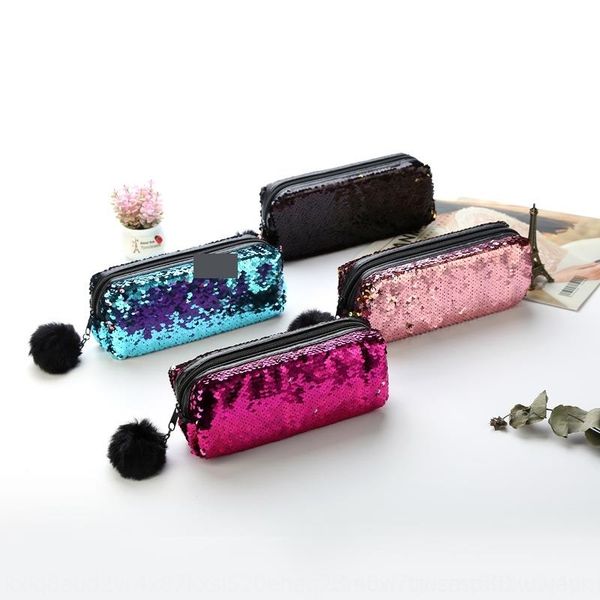 

mqn 16 color hair ball sequin pencil mermaid pencil bags sequin pillow storage cosmetic cosmetic storage bag