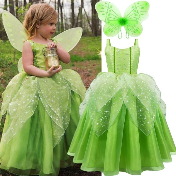 Девушка платья девочка хэллоуин костюм дети одевают чудесную сказочную принцессу с крыльями детей день рождения вечеринка костюмы