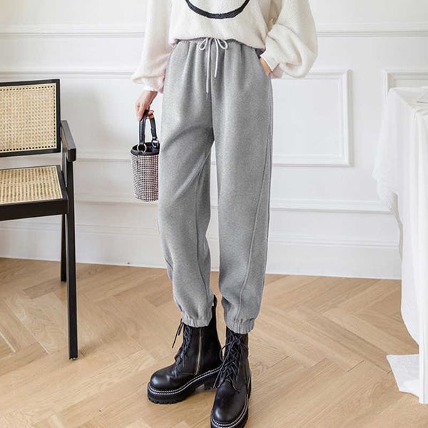 

women's pants & capris spring autumn long women elastic waist trousers 6 colors loose sprot harem korean hooded sweatpant cotton z, Black;white