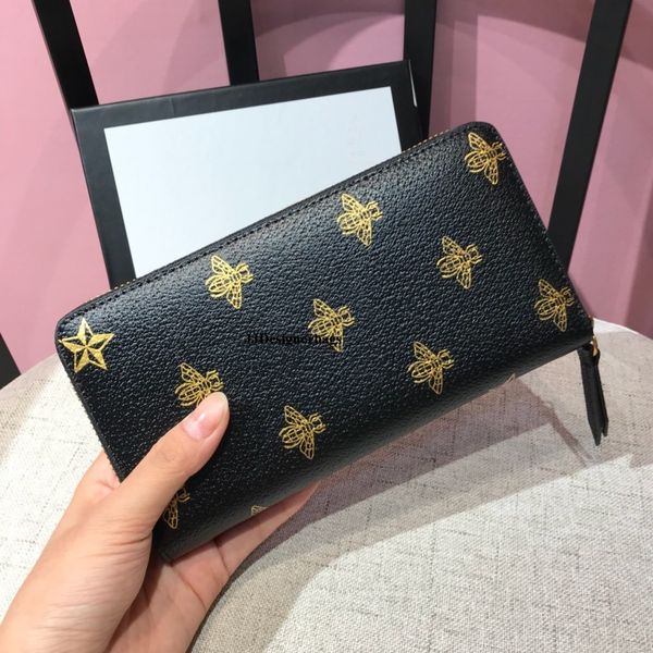 

men women leather luxury designer wallets famous mens wallet bee long black purse short credit card holders, Red;black