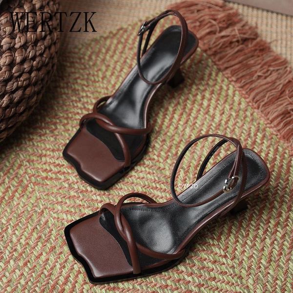 

sandals high heels women 2021 summer lady stiletto shoes party ankle strap fashion brand square toe thin, Black