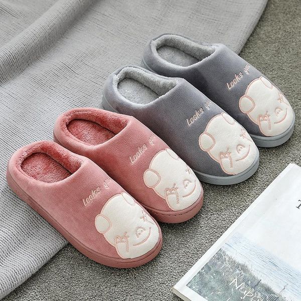 

home women full fur slippers winter warm plush bedroom non-slip couples shoes indoor ladies furry womans, Black