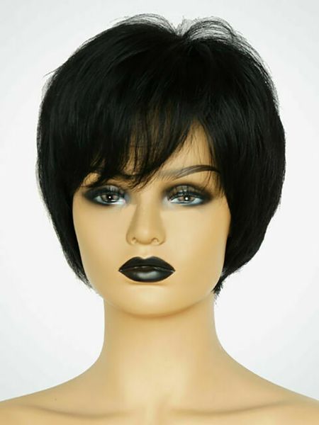

fashion short straight black hair wig women's high temperature synthetic wigs