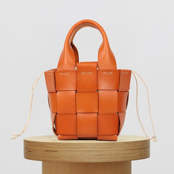 

shoulder bags ins genuine leather lady's messenger bag cow literature minority knitting vegetable tanning bucket