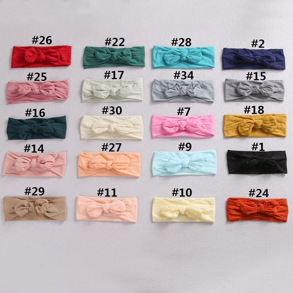 

knotted newborn nylon headband kids solid bow headbands,baby nylon elastic hairband,children girls hair accessories, Slivery;white