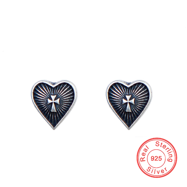 

stud gothic dark punk heart cross earrings for men women vintage geometric simple fashion daily party jewelry gift, Golden;silver