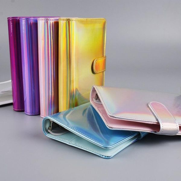 

pu leather notebook binder cover with 12pcs pockets, 6-ring cash budget loose leaf zipper bags envelope system notepads, Purple;pink