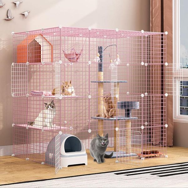 

large size cat cage pets villa casino iron fence apartment big space climbing frame hammock cat's nest litter basin carriers,crates & h
