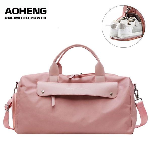 

duffel bags outdoor fitness tas waterdichte vrouwen mannelijke sport zakken voor schoenen nieuwe reizen handtas tote bag nylon roze