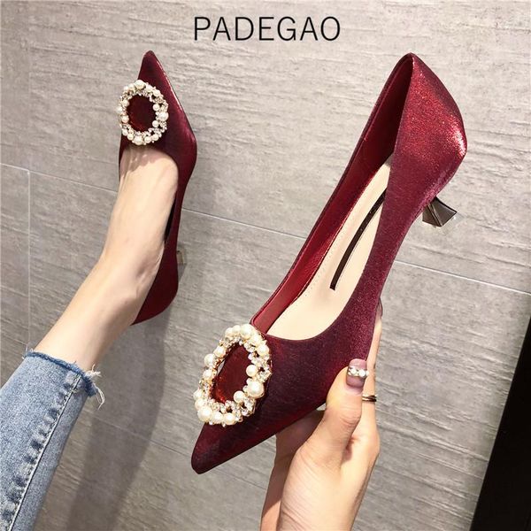 

womens shoes 2021 crystal heels for women fashion vintage high dress, Black