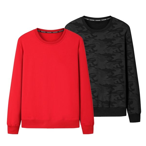 

spring and autumn sweater loose large cotton round neck pullover solid color red couple coat men's clothes, Black