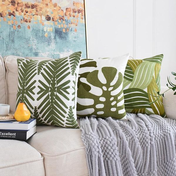 

cushion/decorative pillow embroidery cushion cover 45x45cm green leaf country style pillowcase fashion simple home decoration for bedroom li