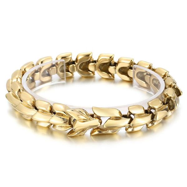 

link, chain hip hop domineering golden dragon head bracelet stainless steel heavy charm punk men's fashion jewelry, Black