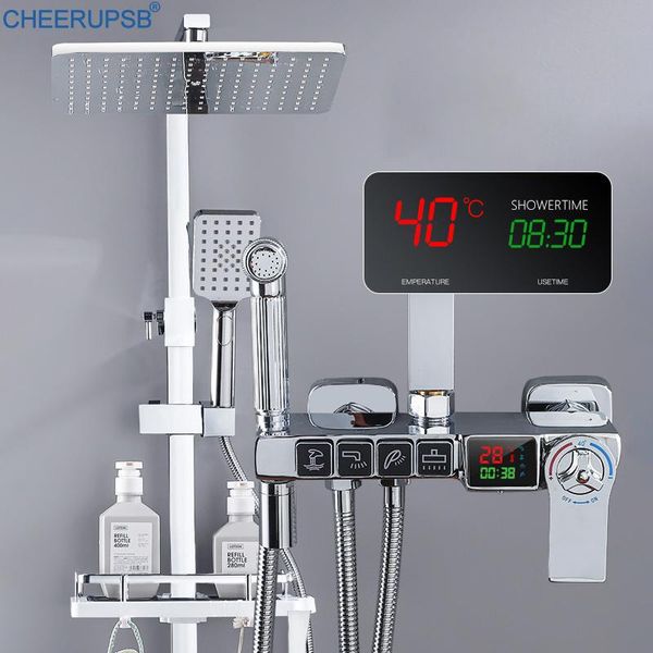 

digital shower system bathroom smart thermostatic chrome set wall mount cold mixer bath faucet modern gold torneiras sets