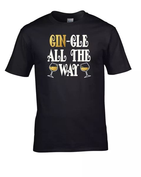 

Gin-Gle All the Way- Christmas Carol- Men's T-Shirt, White;black