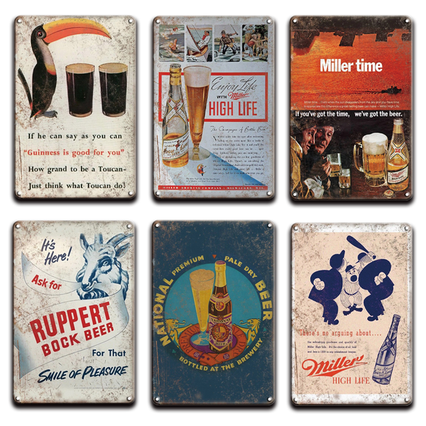 

shabby chic miller beer metal tin sign vintage guinness poster metal signs restaurant pub bar kitchen home decoration maison