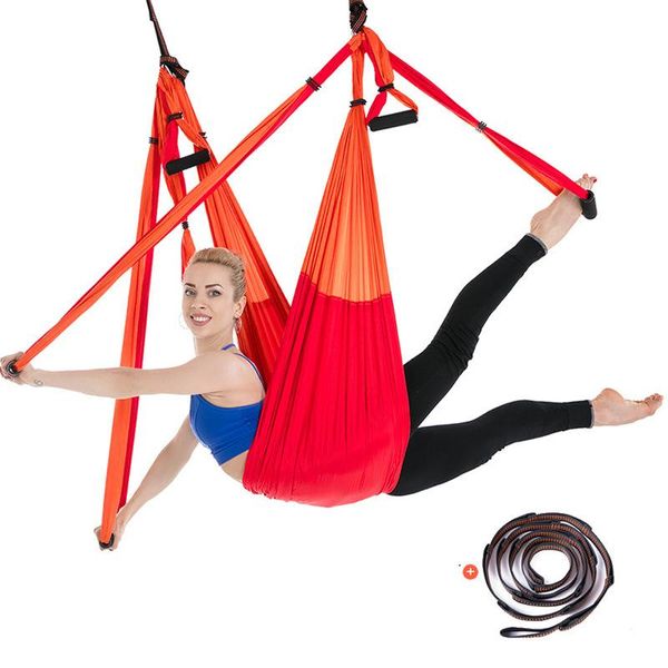 

full set 6 handles anti-gravity aerial yoga ceiling hammock flying swing trapeze inversion device home gym hanging belt resistance bands