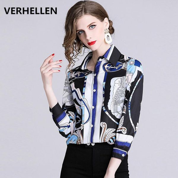 

europe runway designer shirt 2021 autumn women long sleeve abstract print vintage blouse blusas mujer women's blouses & shi, White