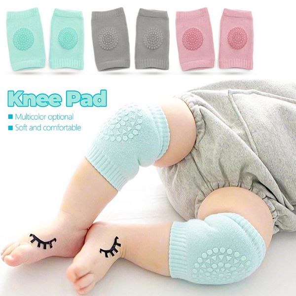 

elbow & knee pads 1 pair baby pad kids safety crawling cushion infant toddlers leg warmer support protector anti-slip kneecap, Black;gray