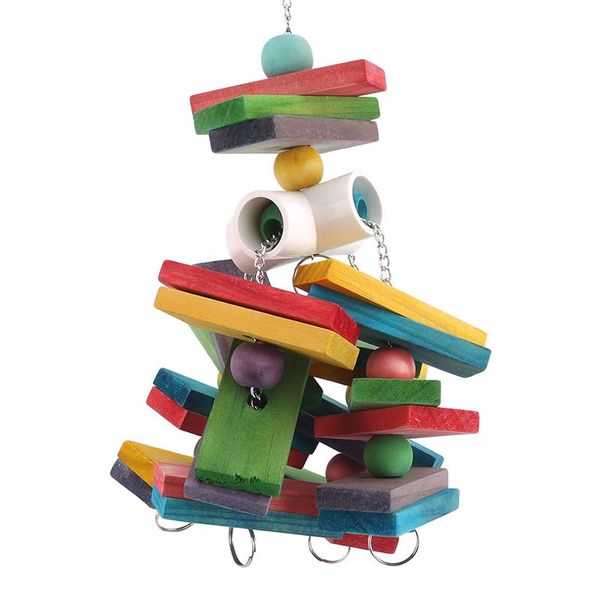 

other bird supplies parrot toy natural wooden colorful cardboard building blocks chewing bite hanging cage swing climb chew