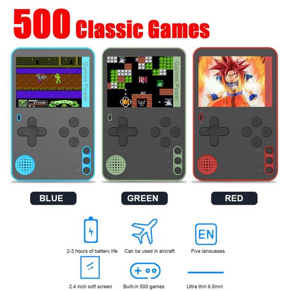 

ultra-thin mini handheld built-in 500 portable pocket player for kids and players game