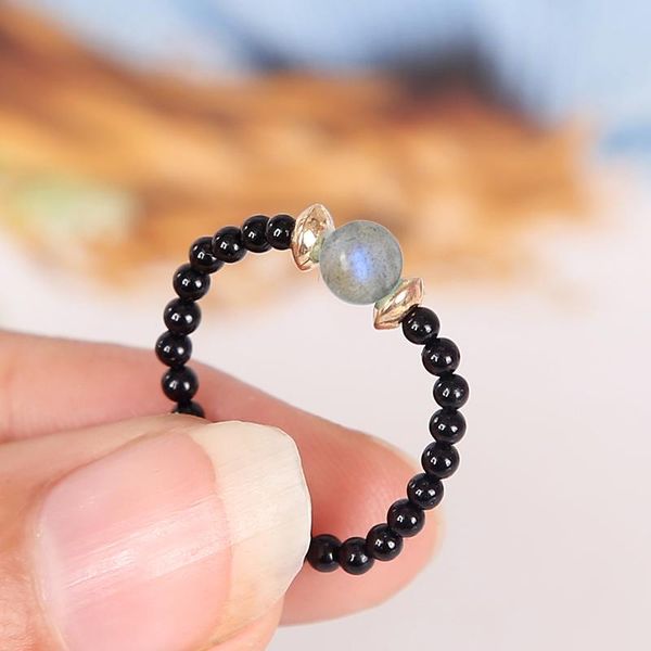 

cluster rings all handmade natural stone beaded for women mix color bohemian jewelry round fashion wedding ring party gifts wholesale, Golden;silver