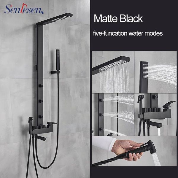 

senlesen bathroom faucet black rain shower head thermostatic bath wall mounted bathtub mixer tap sets