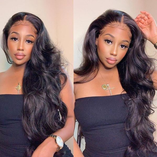 

body wave lace front wig 13x4 human hair frontal wigs remy brazilian wavy 180 density, Black;brown