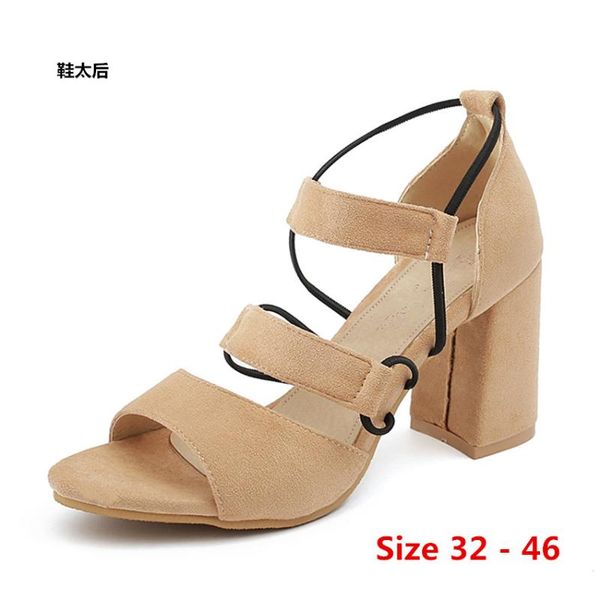 

sandals summer high heels woman gladiator heel shoes ankle strap come women gladiators sandalas small big size 32 - 46, Black