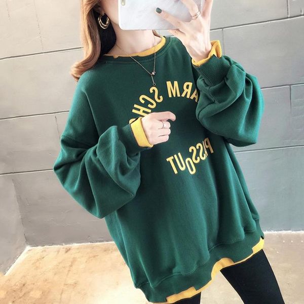 

women casual crewneck sweatshirt long sleeve pullover loose tunic outdoor sport fashion autumn winter streetwear women's hoodies & swea, Black