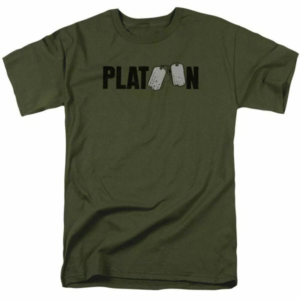 

platoon logo t shirt mens licensed military movie tee military green, White;black