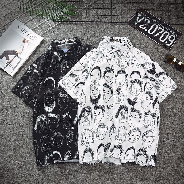

women's blouses & shirts women half sleeve for plus size shirt korean style harajuku 2021 graffiti print, White
