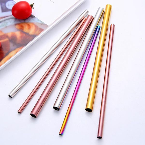 

drinking straws 50pcs 12mm straw reusable metal set sharp bubble tea 304 stainless steel pearl milkshake fat tube