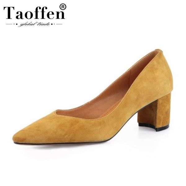 

dress shoes taoffen women pumps real leather party wedding pointed toe ladies footwear size 33-41, Black