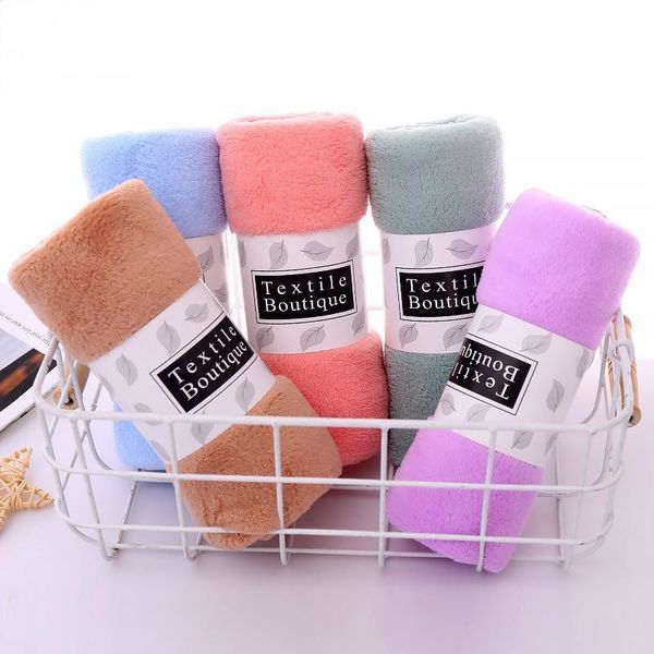 

towel coral velvet trimming plain color face washing soft absorbent no lint fading microfiber hair turban
