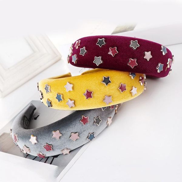 

velvet hairbands star hair hoop jewelry solid headbands women accessories fashion creative1
