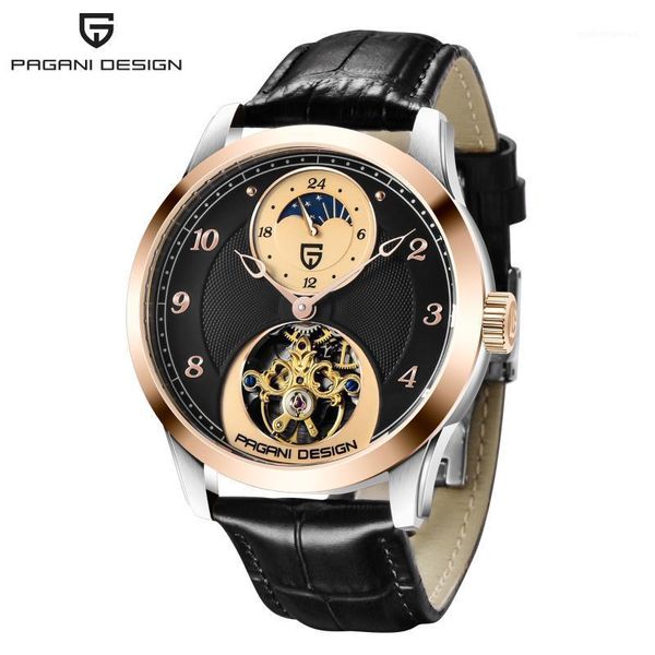 

fashion men mechanical watch luxury sports stainless steel tourbillon automatic waterproof wristwatches, Slivery;brown