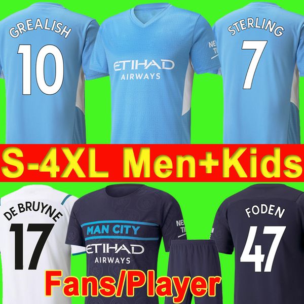 

s - 4xl 2021 2022 grealish soccer jersey 21 22 g. jesus cities sterling manchester ferran de bruyne kun aguero football shirt man uniform me, Black;yellow