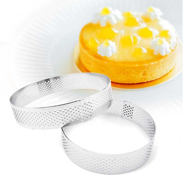 

baking moulds 6 8 10 cm stainless steel tart mold ring tartlet cake mousse molds cookies pastry circle cutter pie perforated